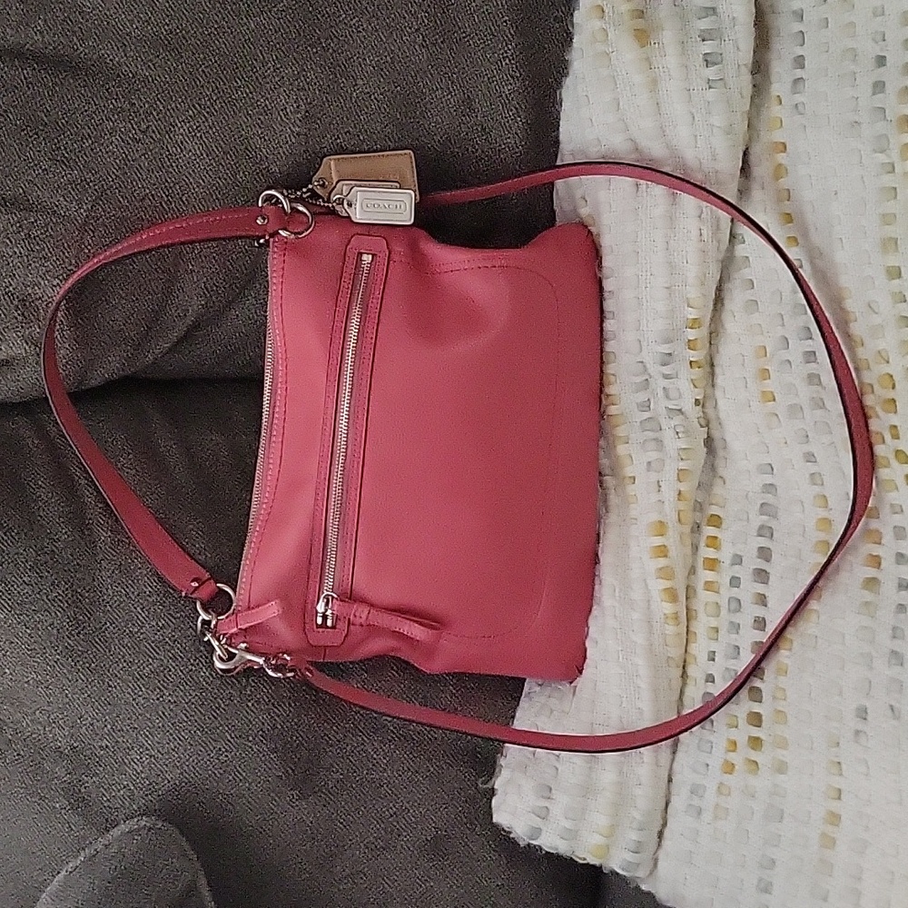 Coach Poppy Perri Hippie Hibiscus Red Leather Shoulder/Crossbody Bag